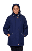 Ladies Hooded  Navy Rain Jacket db871